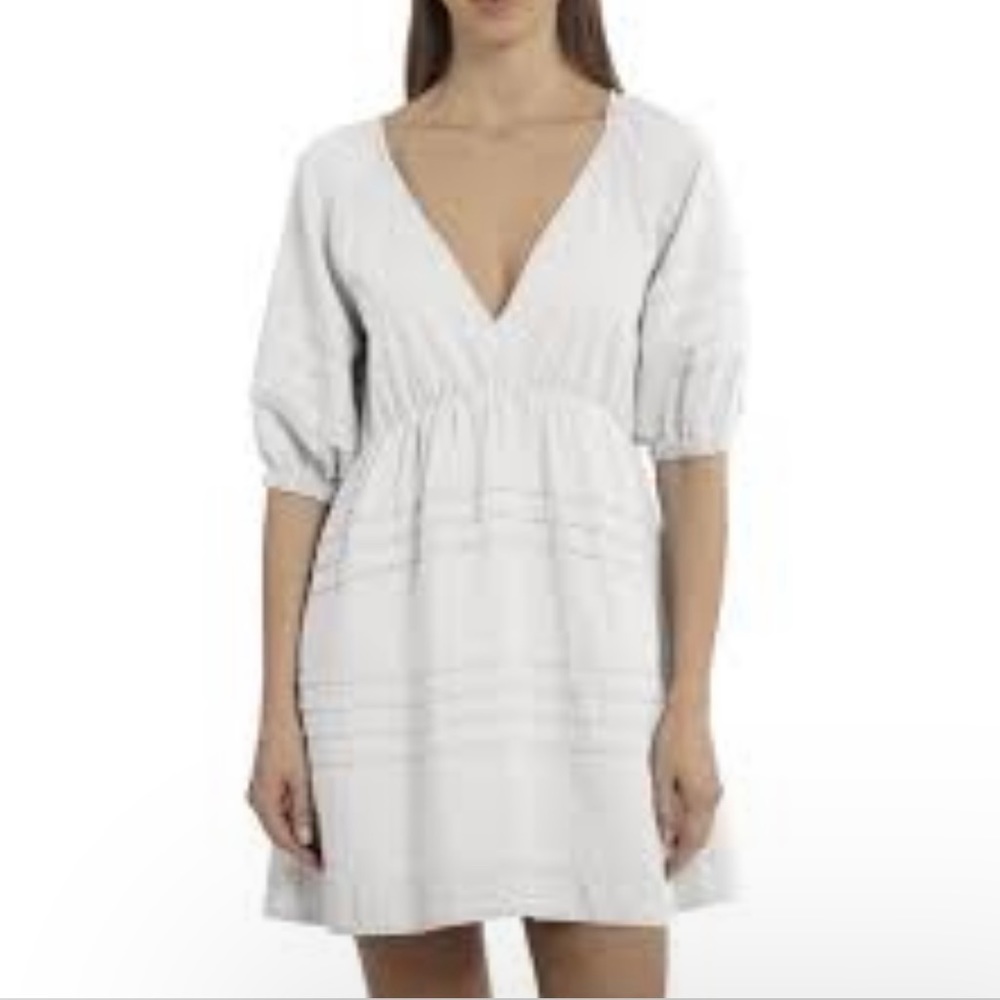 7 for all mankind white denim babydoll dress